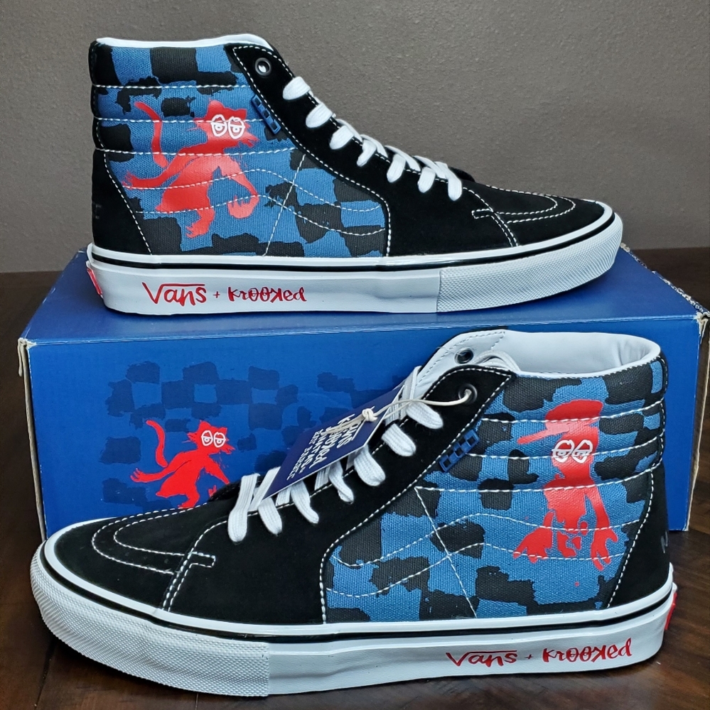 Vans x Krooked Skate Sk8-Hi by Natas For Ray Barbee Men Size 10.5